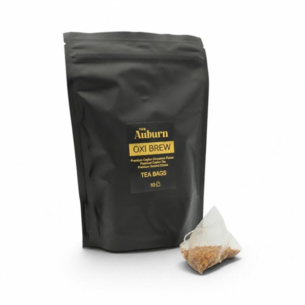 Oxi Brew 10 tea bags pouch with a pyramid tea bag