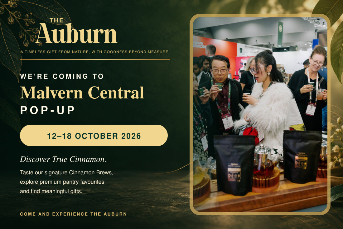 The Auburn brews, honey and powder on display at a Melbourne pop-up with cinnamon quills