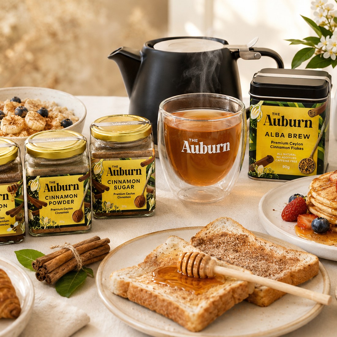 The Auburn pantry range on a breakfast table